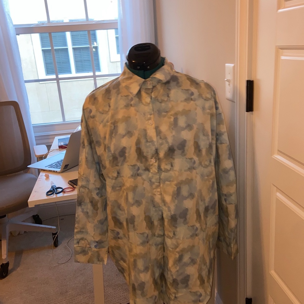 Faux Silk Button Down